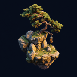 Floating bonsai environment mesh concept
